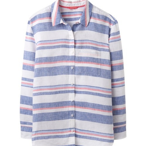 Joules Linen Jeanne Button-Up Striped Shirt - Picture 2 of 8